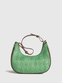 New Adjustable Strap Rhombic-Pattern Crescent Bag Bags|Accessories