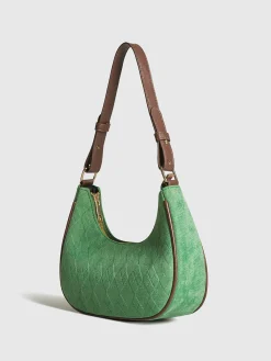 New Adjustable Strap Rhombic-Pattern Crescent Bag Bags|Accessories