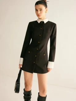 Hot Adjustable-Collar Slim Blazer Dress Blazers|Outerwear