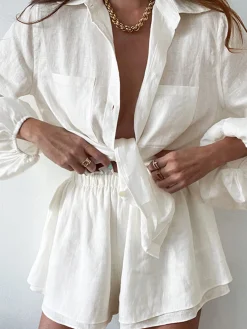 Online Aegean Two Piece Double Lined Shorts Set Shorts Sets|Long Sleeve Sets