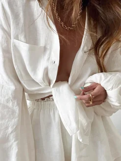 Online Aegean Two Piece Double Lined Shorts Set Shorts Sets|Long Sleeve Sets