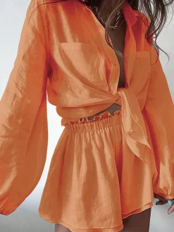 Online Aegean Two Piece Double Lined Shorts Set Shorts Sets|Long Sleeve Sets