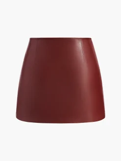 Hot A-Line Faux Leather Mini Skirt Skirts|Bottoms