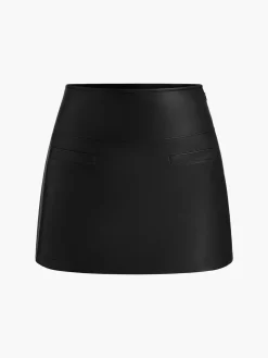 Hot A-Line Faux Leather Mini Skirt Skirts|Bottoms