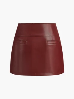 Best A-Line Faux Leather Mini Skirt Skirts|Bottoms