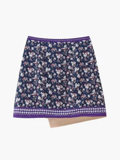 Asymmetric Floral Printed Mini Skirt Skirts|Bottoms