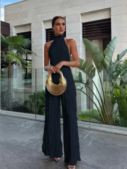 New Asymmetric Halter Crop Top With Wide Leg Pants Set Pants Sets|Wide Leg