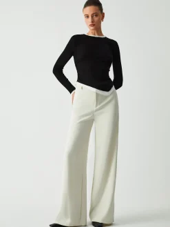Online Asymmetric Hem Contrast Trim Long Sleeve Shirt Sweater Tops|T-shirts