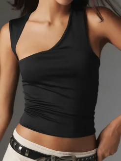 New Asymmetric Neck Cut Out Tank Top Tank Tops & Camis|Tops