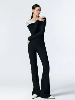 Asymmetric Off Shoulder Long Sleeve Mesh Top T-shirts|Tops