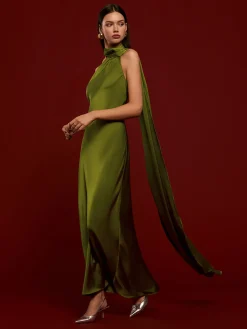 New Asymmetrical Backless Satin Dress Casual Dresses|Cocktail & Party Dresses