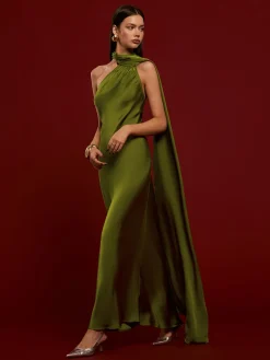 New Asymmetrical Backless Satin Dress Casual Dresses|Cocktail & Party Dresses