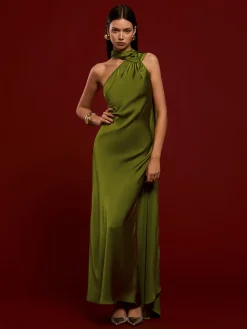 New Asymmetrical Backless Satin Dress Casual Dresses|Cocktail & Party Dresses