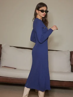 Best Asymmetrical Breasted Slim Sweater Dress Sweater Dresses|Work Dresses