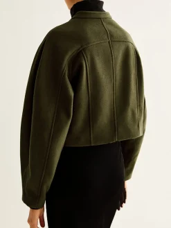 Outlet Asymmetrical Button Crop Tweed Coat Outerwear|Crop Tops