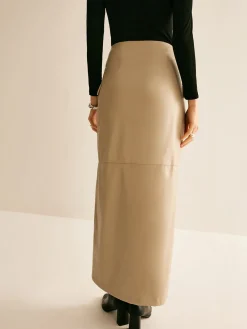 Online Asymmetrical Button Faux Leather Skirt Skirts|Bottoms