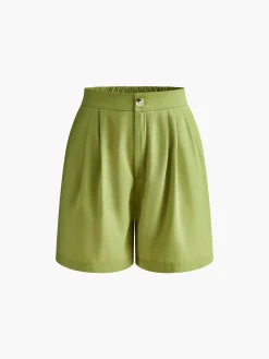 Clearance Asymmetrical Button Pleated Shorts Set Matching Sets