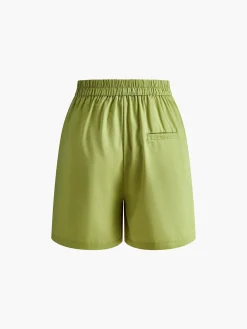 Clearance Asymmetrical Button Pleated Shorts Set Matching Sets