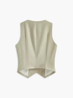 Outlet Asymmetrical Button Pockets Vest Outerwear|Vests