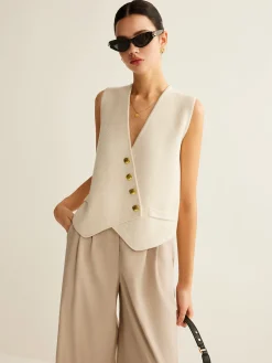 Hot Asymmetrical Button Sweater Vest Sweater Vests|Sweaters & Cardigans