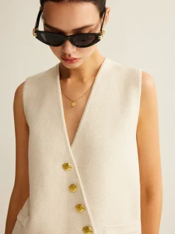 Hot Asymmetrical Button Sweater Vest Sweater Vests|Sweaters & Cardigans