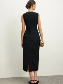 Hot Asymmetrical Button Top  A Line Skirt set Skirt Sets|Long Sleeve Sets