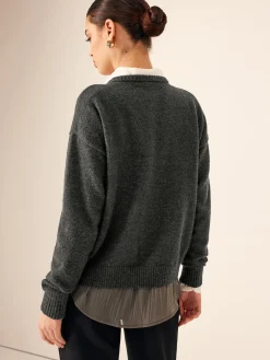 Online Asymmetrical Button-Down Crew Neck Cardigan Cardigans|Sweaters & Cardigans