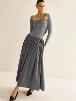 Hot Asymmetrical Chic Panel Pleated Dress Casual Dresses|Long Dresses