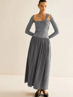 Hot Asymmetrical Chic Panel Pleated Dress Casual Dresses|Long Dresses