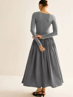 Hot Asymmetrical Chic Panel Pleated Dress Casual Dresses|Long Dresses