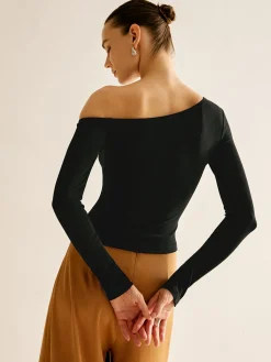 Clearance Asymmetrical Cold Shoulder Jersey T-Shirt T-shirts|Tops