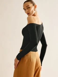 Clearance Asymmetrical Cold Shoulder Jersey T-Shirt T-shirts|Tops
