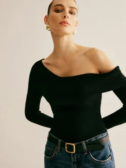 New Asymmetrical Cold Shoulder Knitting Top Sweater Tops|Sweaters & Cardigans