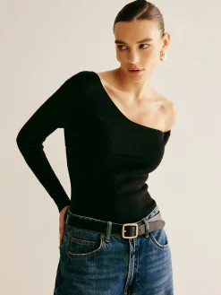 New Asymmetrical Cold Shoulder Knitting Top Sweater Tops|Sweaters & Cardigans