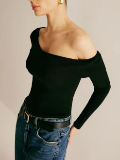 New Asymmetrical Cold Shoulder Knitting Top Sweater Tops|Sweaters & Cardigans