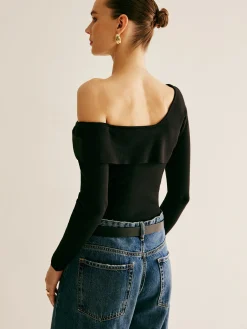 New Asymmetrical Cold Shoulder Knitting Top Sweater Tops|Sweaters & Cardigans