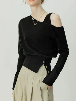 Outlet Asymmetrical Cold Shoulder Sweater Co-ords Sweater Tops|Sweaters & Cardigans
