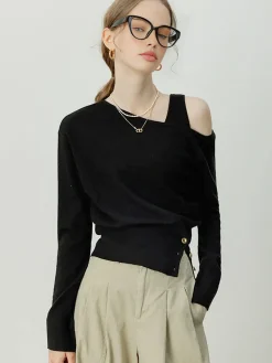 Outlet Asymmetrical Cold Shoulder Sweater Co-ords Sweater Tops|Sweaters & Cardigans