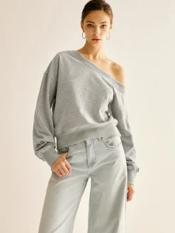 Sale Asymmetrical Cold Shoulder Sweatshirt Sweatshirts & Hoodies|Tops