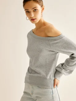 Sale Asymmetrical Cold Shoulder Sweatshirt Sweatshirts & Hoodies|Tops