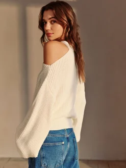 New Asymmetrical Cold-Shoulder Sweater Sweater Tops|Sweaters & Cardigans