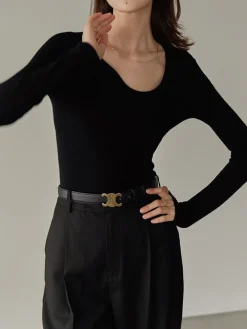 Best Asymmetrical Collar Knit Top Sweater Tops|Sweaters & Cardigans