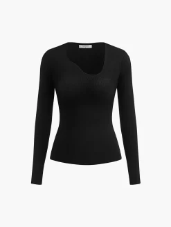 Best Asymmetrical Collar Knit Top Sweater Tops|Sweaters & Cardigans