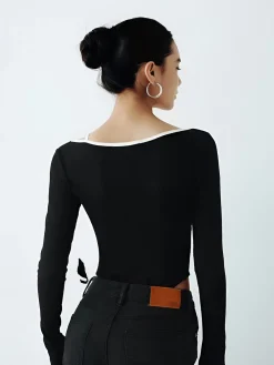 Asymmetrical Contrast Piping Blouse Blouses & Shirts|Tops