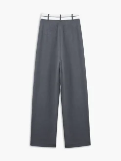 Online Asymmetrical Contrast Waistband Wide Leg Dress Pants Wide Leg|Pants