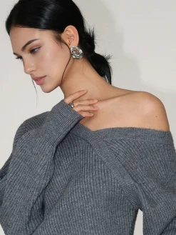 Discount Asymmetrical Criss Cross Ribbed Sweater Sweater Tops|Sweaters & Cardigans