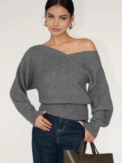Discount Asymmetrical Criss Cross Ribbed Sweater Sweater Tops|Sweaters & Cardigans