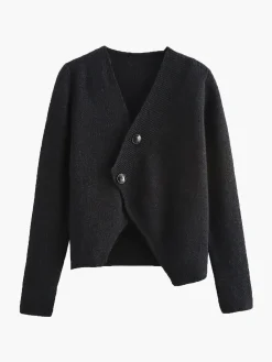 Asymmetrical Cutout Button Knit Top Sweater Tops|Sweaters & Cardigans