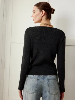 New Asymmetrical Cutout Button Knit Top Sweater Tops|Sweaters & Cardigans