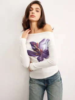 Clearance Asymmetrical Floral Printed Top T-shirts|Tops